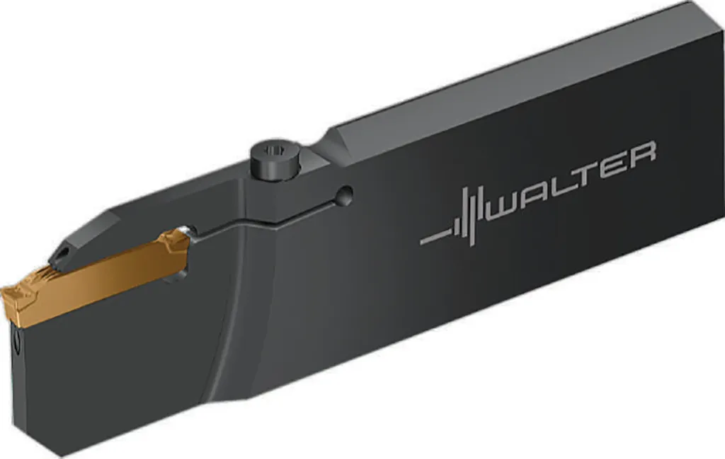 Lamă de debitare armată Walter Tools Groov-tec GD G5041 pregătită pentru operațiuni de grooving pe un strung CNC